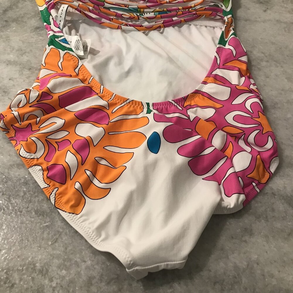 Trina Turk Swimsuit Womens 6 Tamarindo One Piece Scoop Back Floral Print Beach - Picture 6 of 10